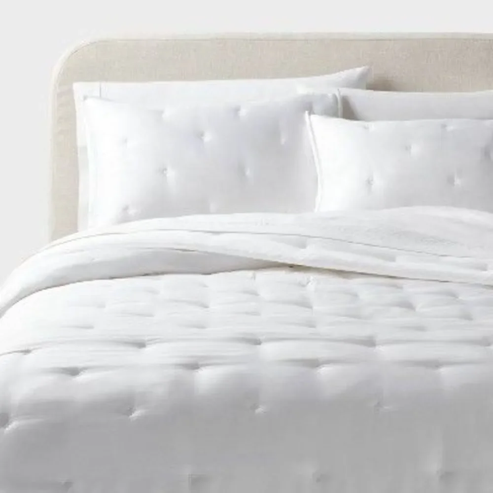 Open Box - Threshold - 3pc King TENCEL Comforter and Sham Set White - Thr White